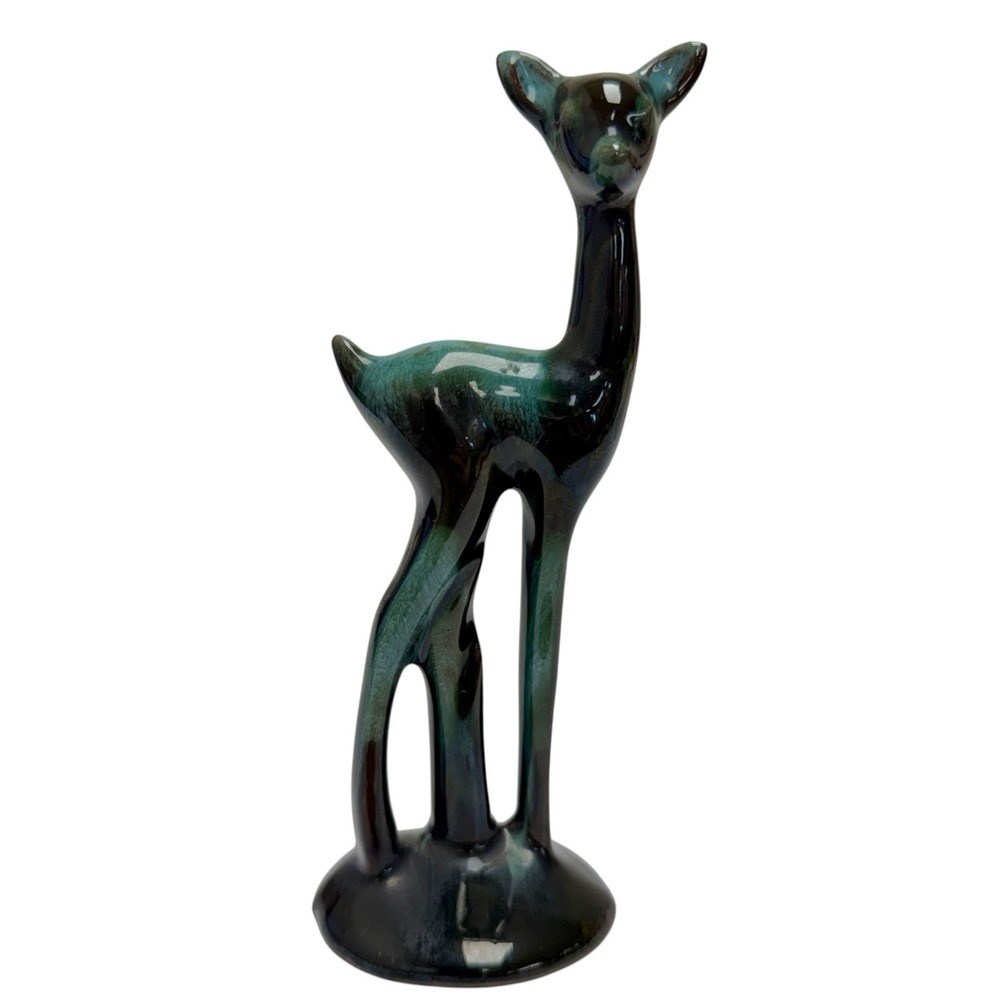Vintage Blue Mountain Pottery Standing Deer Doe Tall Figurine Drip Glaze MCM